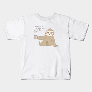 Cute Lazy Sloth With Coffee Drawing Kids T-Shirt
